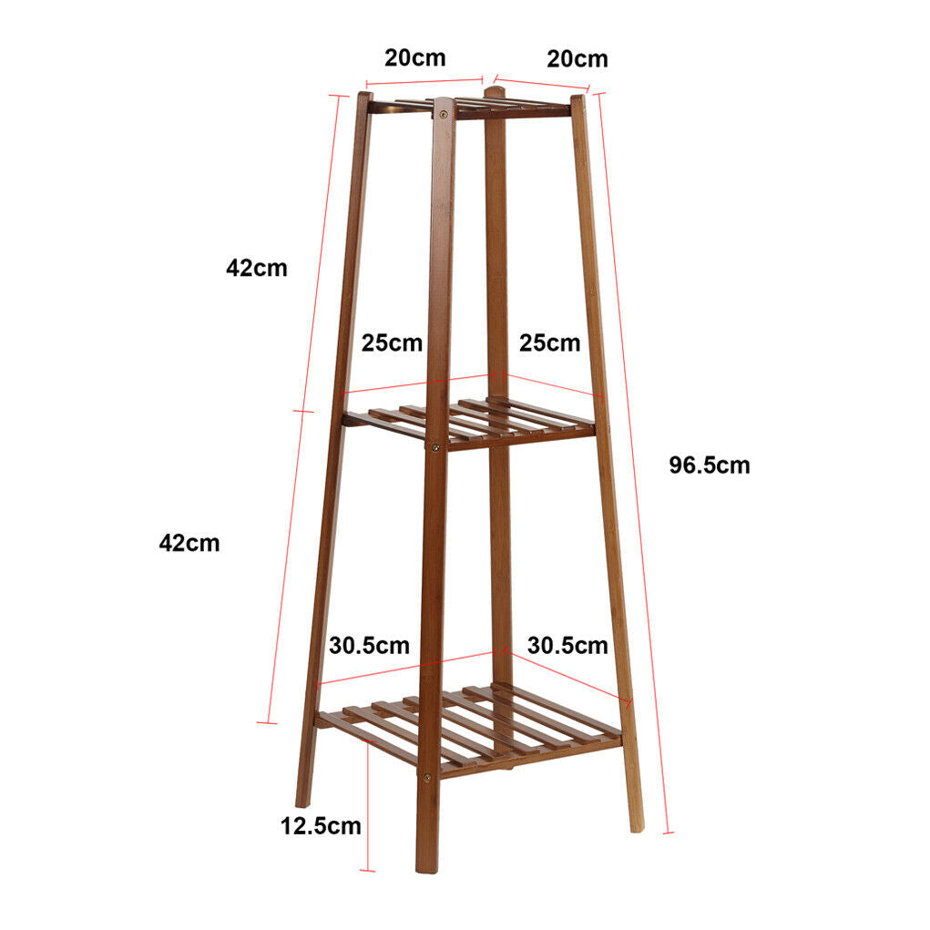 Bamboo 2/3/4 Tier Tall Plant Stand Pot Holder Garden Flower Rack Display Vintage