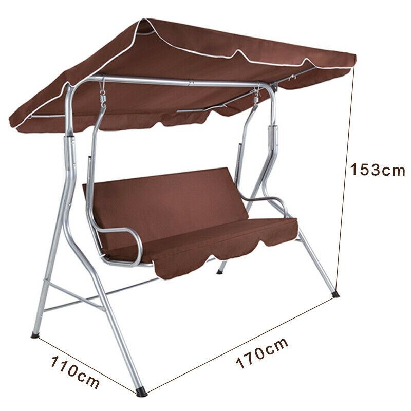 3 Seater Garden Swing Chair Outdoor Hammock Bench Lounger Patio Canopy HeavyDuty
