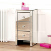 3 Drawer Mirrored Cabinet Bedside Bedroom Furniture Home Nightstand Decor Modern
