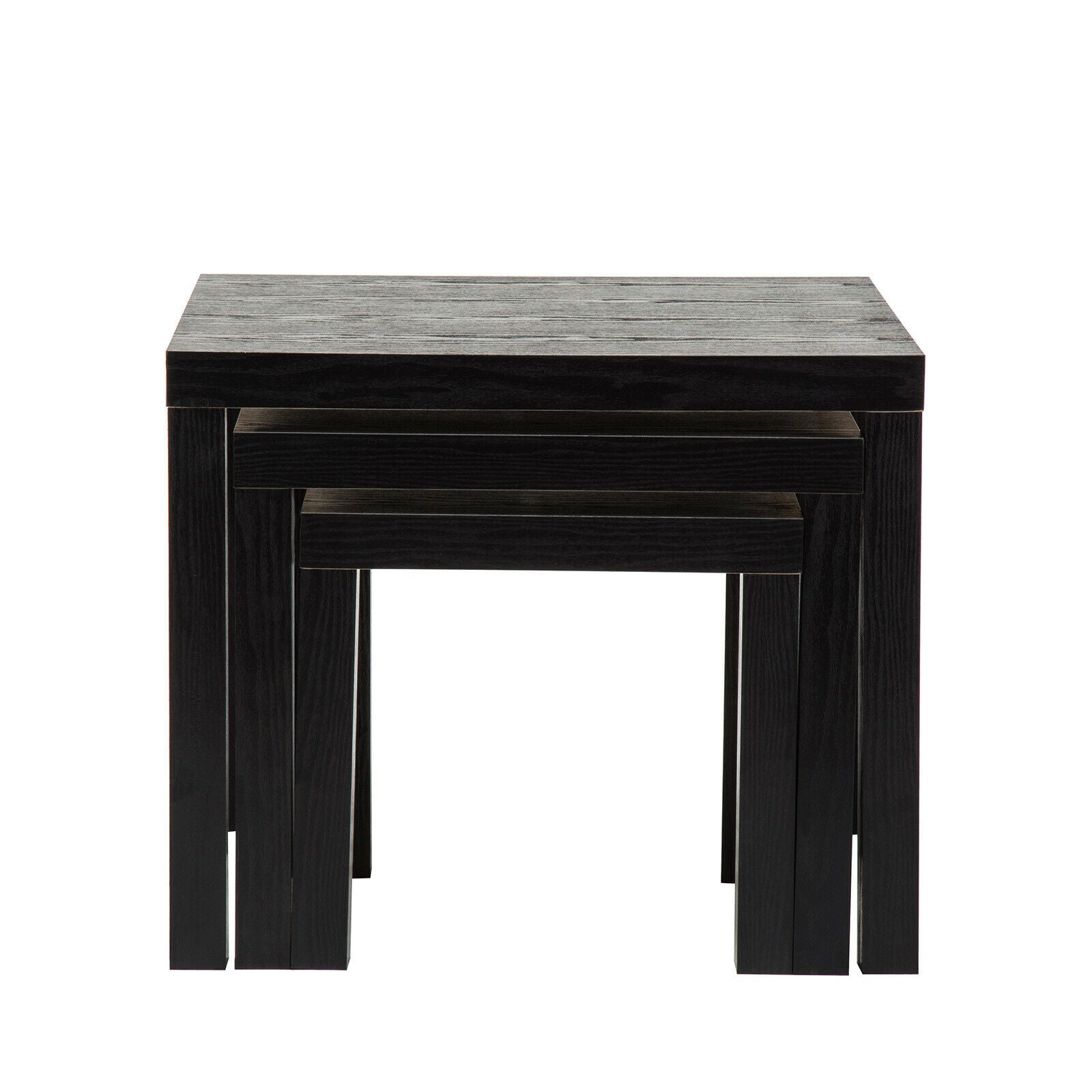 Nest of 3 Coffee Table Side Nested Table Living Room Furniture Black