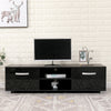 TV Cabinet with 2 High Gloss Doors&2 Shelves Matt Body, White/Black