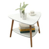 2 Tier Triangle Coffee Table with Solid Wood Legs Living Room Furniture Modern