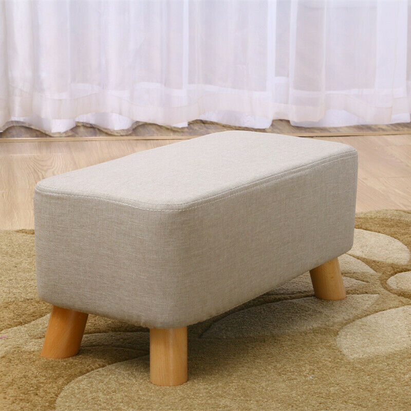 Linen Fabric Footstool Foot Rest Stool Pouffe Ottoman Seat Living Room Furniture