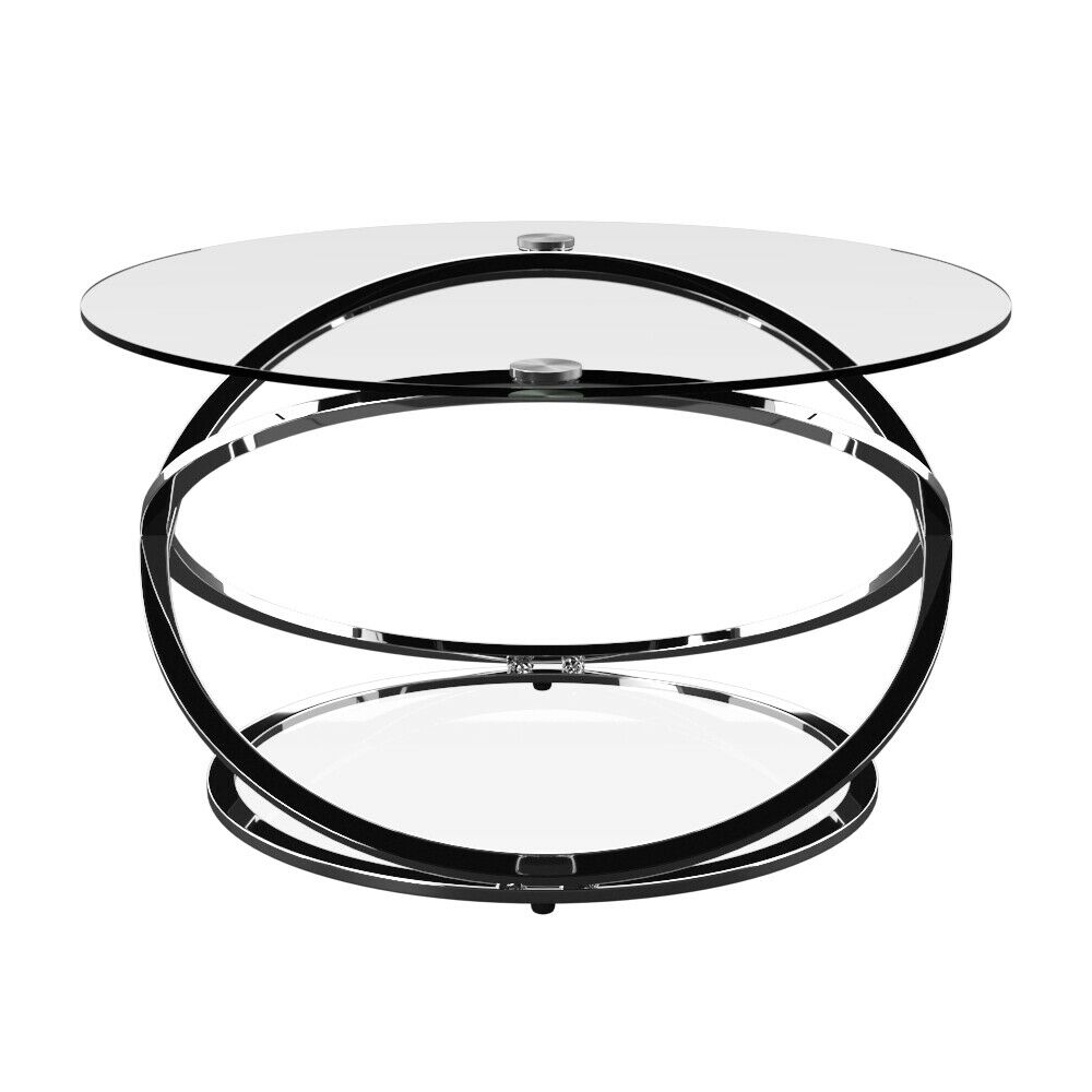 Monarch Clear Glass Round Coffee Table Chrome Base-CFT36/CH