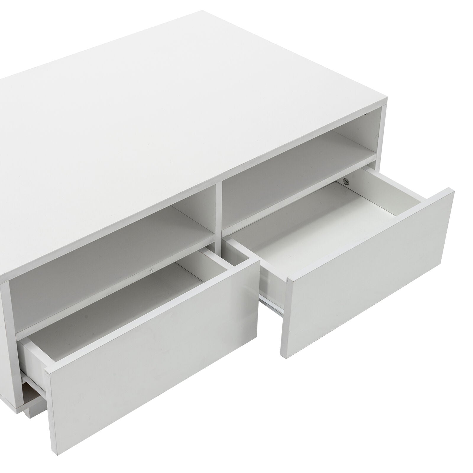 LED Light High Gloss Coffee Table Storage Shelf and 4 Drawers Home Living Room