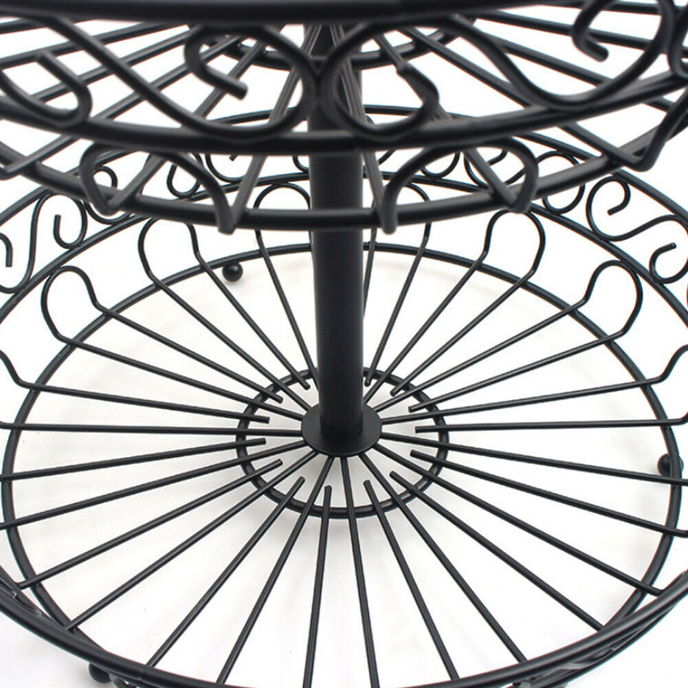 2 Tier Metal Wire Fruit Basket Bread Snake Vegetable Storage Display Holder Bowl