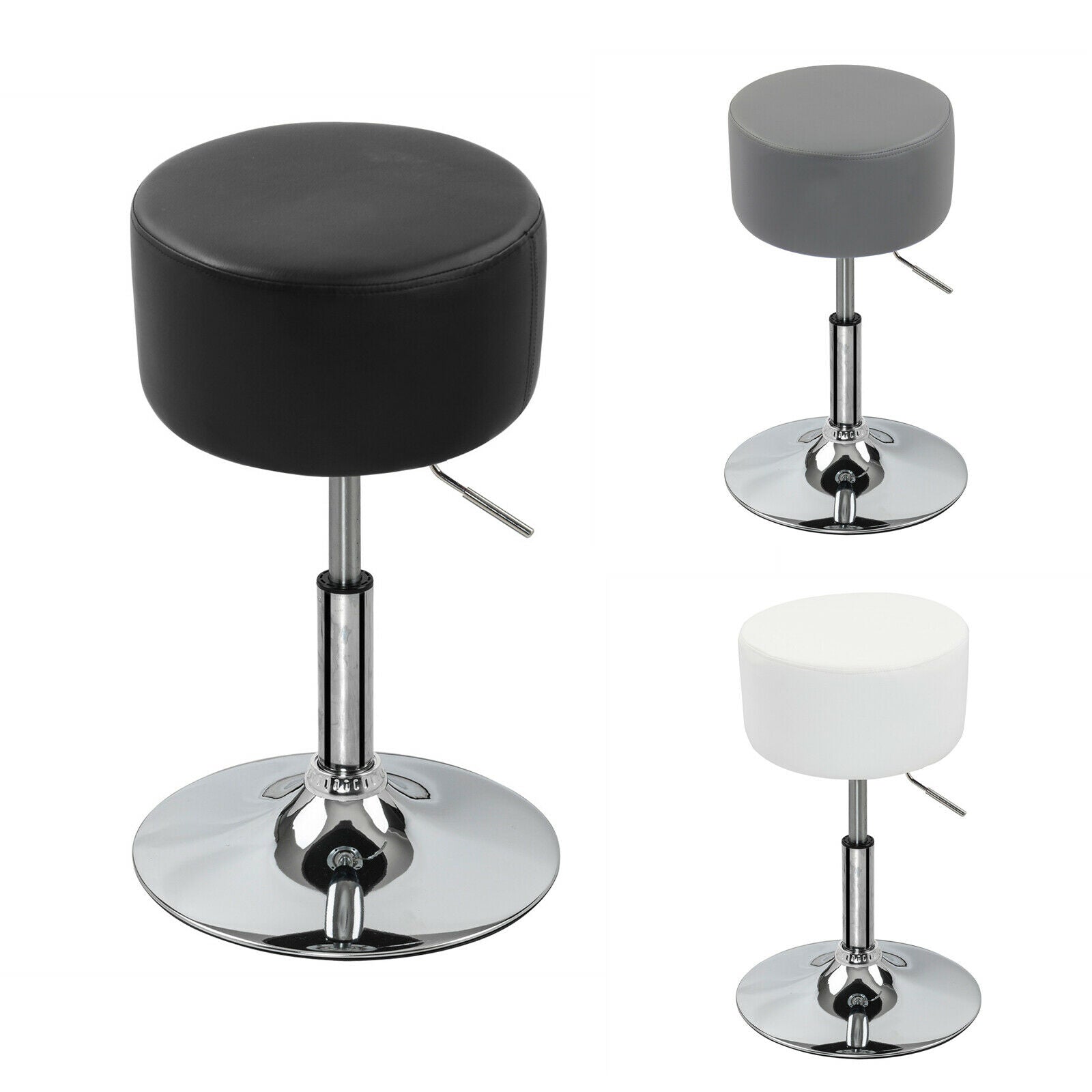 1/2x Bar Stool Gas Lift Swivel Stool Club Cafe Breakfast Chair PU Leather Metall