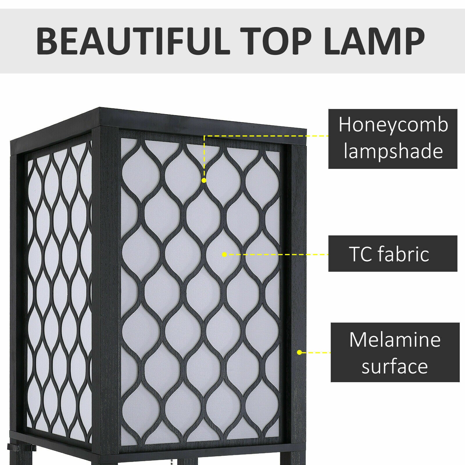 4 Tiered Wooden Shelf Floor Standard Lamp Lounge Reading Light Shelving Decor