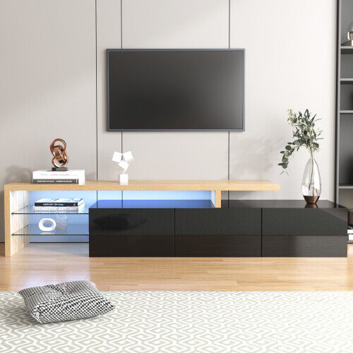 LED TV Stand Cabinet Unit Modern High Gloss 197cm Entertainment Unit Cabinet HT