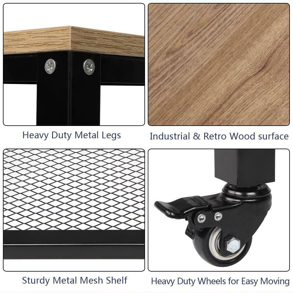 3 Tier Trolly Basket Rack Storage Kitchen Cart with Wheels Sturdy Structure UK
