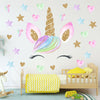 HIGH QUALITY UNICORN HEAD Wall Stickers Rainbow Decor Cute Pink Nursery Kid Room