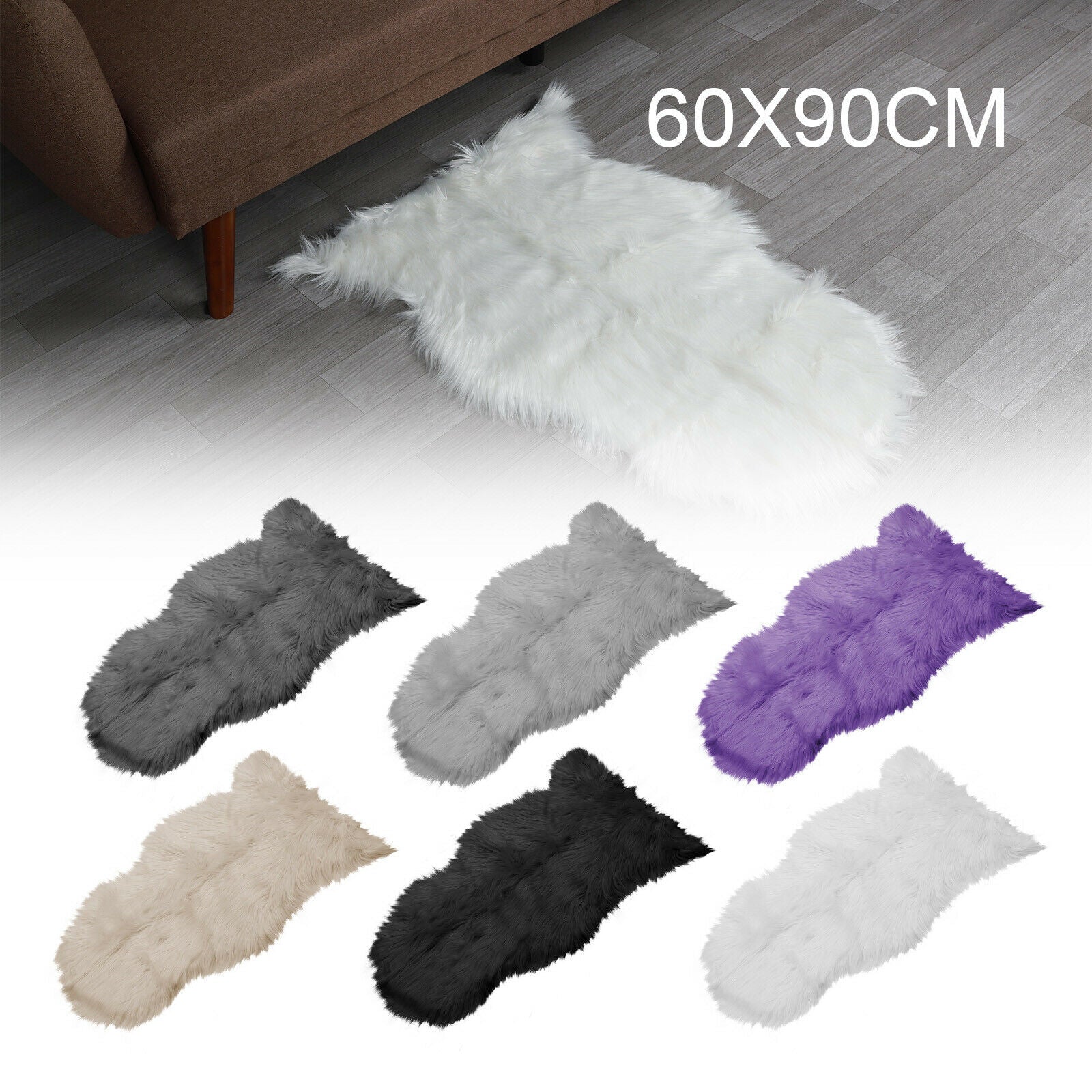 Fluffy Faux Fur Sheepskin Rug Large Hairy Carpet Bedroom Rugs Pad Soft Pile Rug