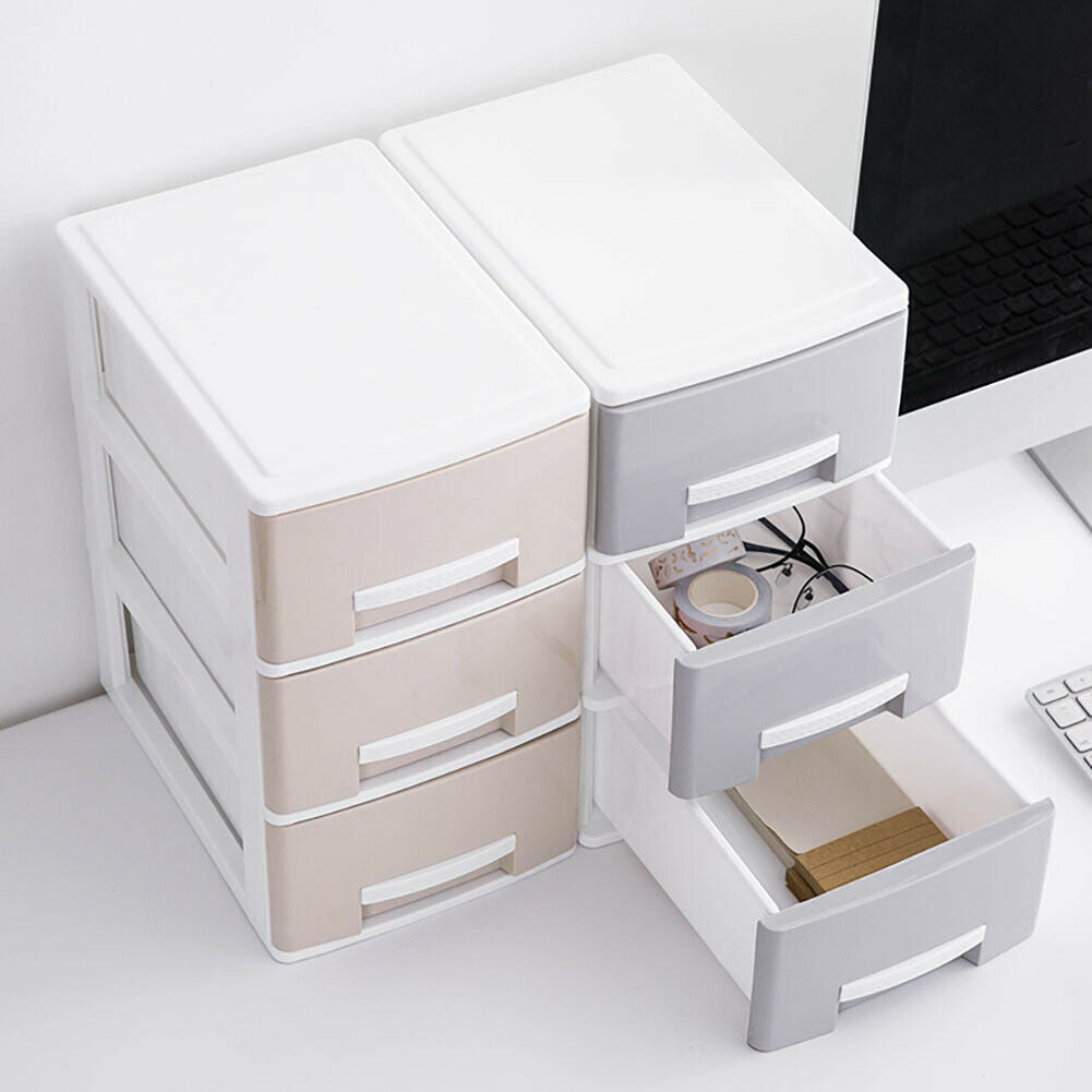Cosmetic Make Up 2-3 Drawer Desk Table Tidy Storage Box Plastic Organiser Holder
