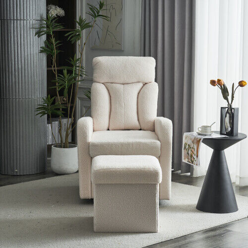 Swivel Chair with Ottoman Footrest Stool Armchair Single Padded Seat Sofa HT