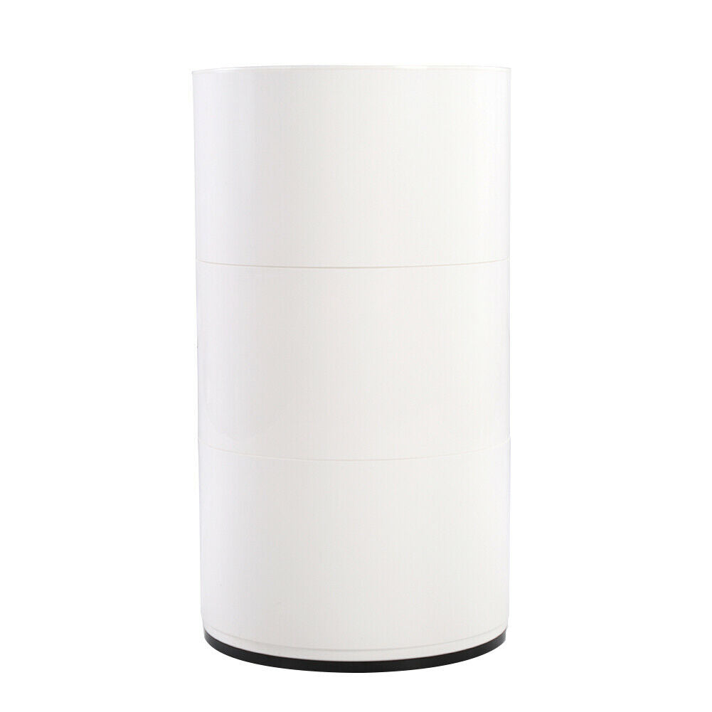 3 Tier ABS Plastic Round Storage Unit Beside Drawers Office Bathroom Cabinet