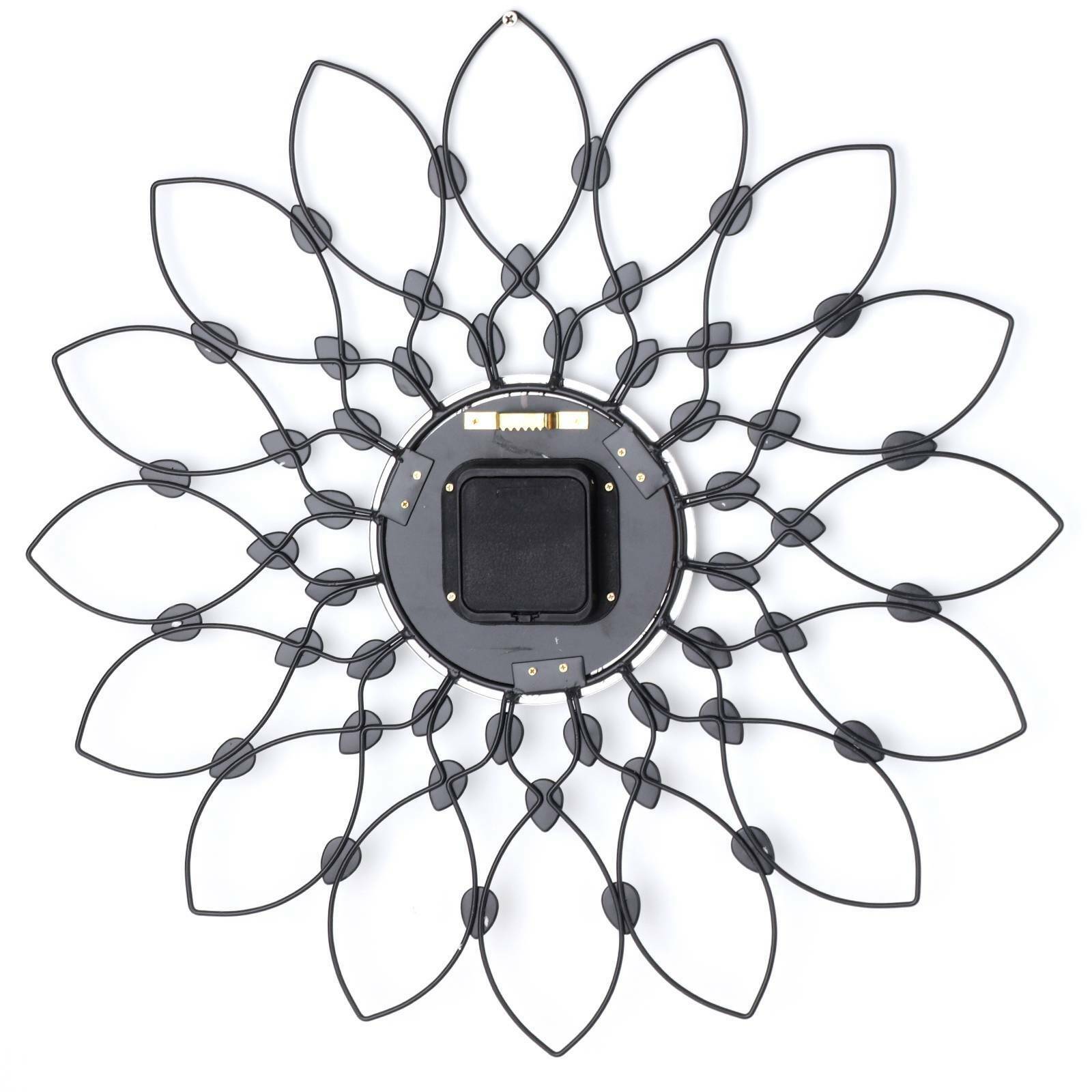 50cm Clear Diamante Beaded Jewelled Black Metal Spike Sunburst Wall Clock UK