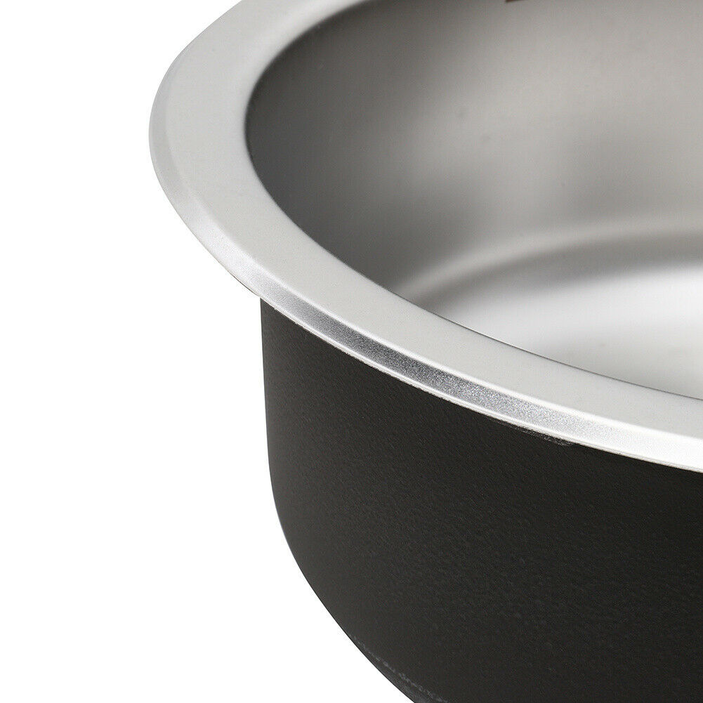 Round Kitchen Sink Stainless Steel 430mm Single Bowl With Waste Plumbing Kit