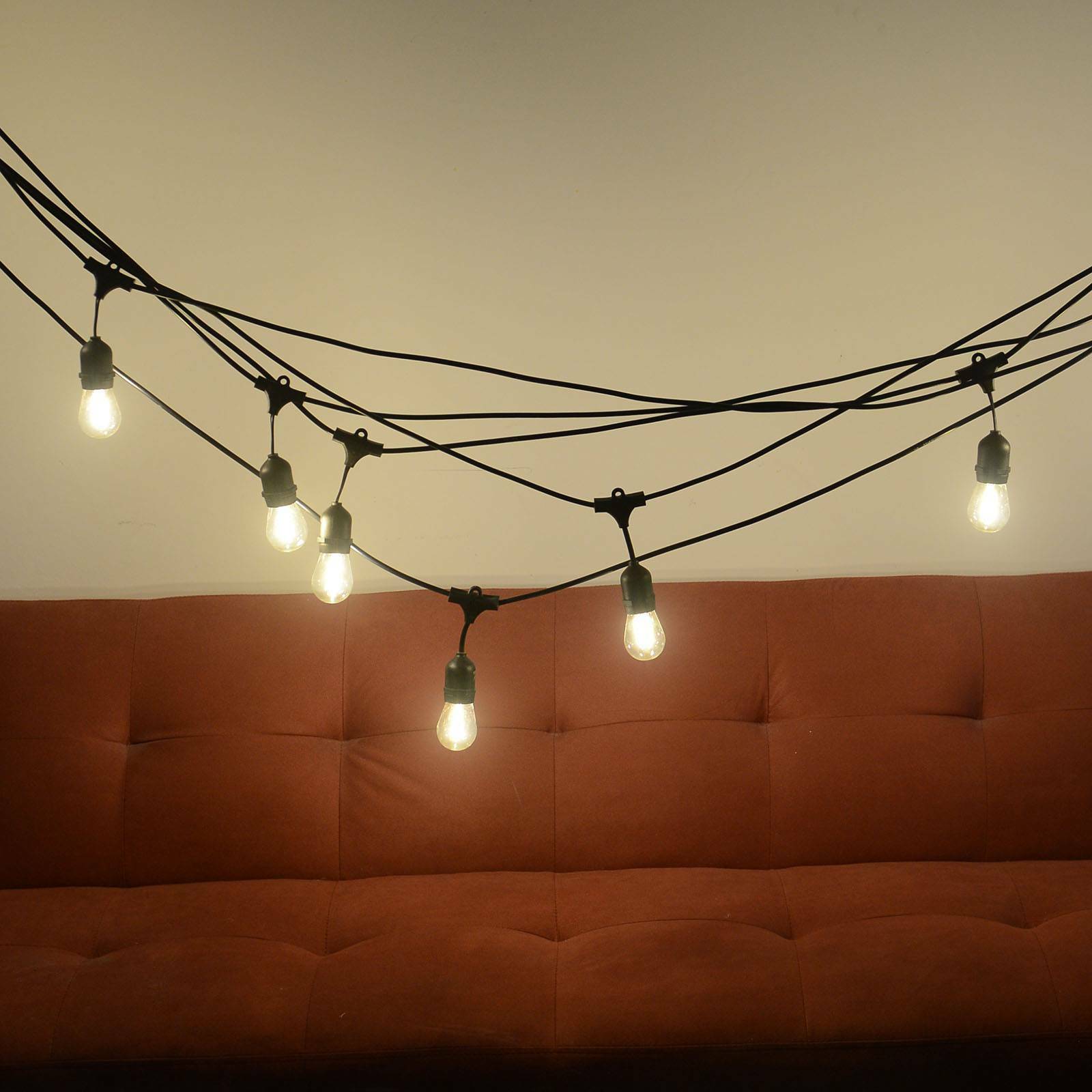 49 Ft Festoon Light Outdoor Lighting Garden String Main Heavy Duty Rustic Edison