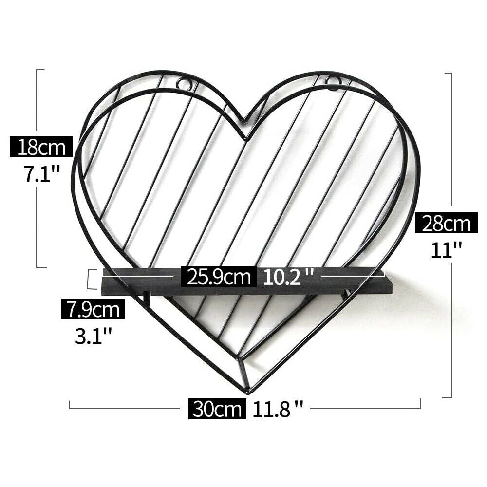 Metal Wire Wall Shelf Heart Modern Storage Floating Display Shelf Bedroom Decor