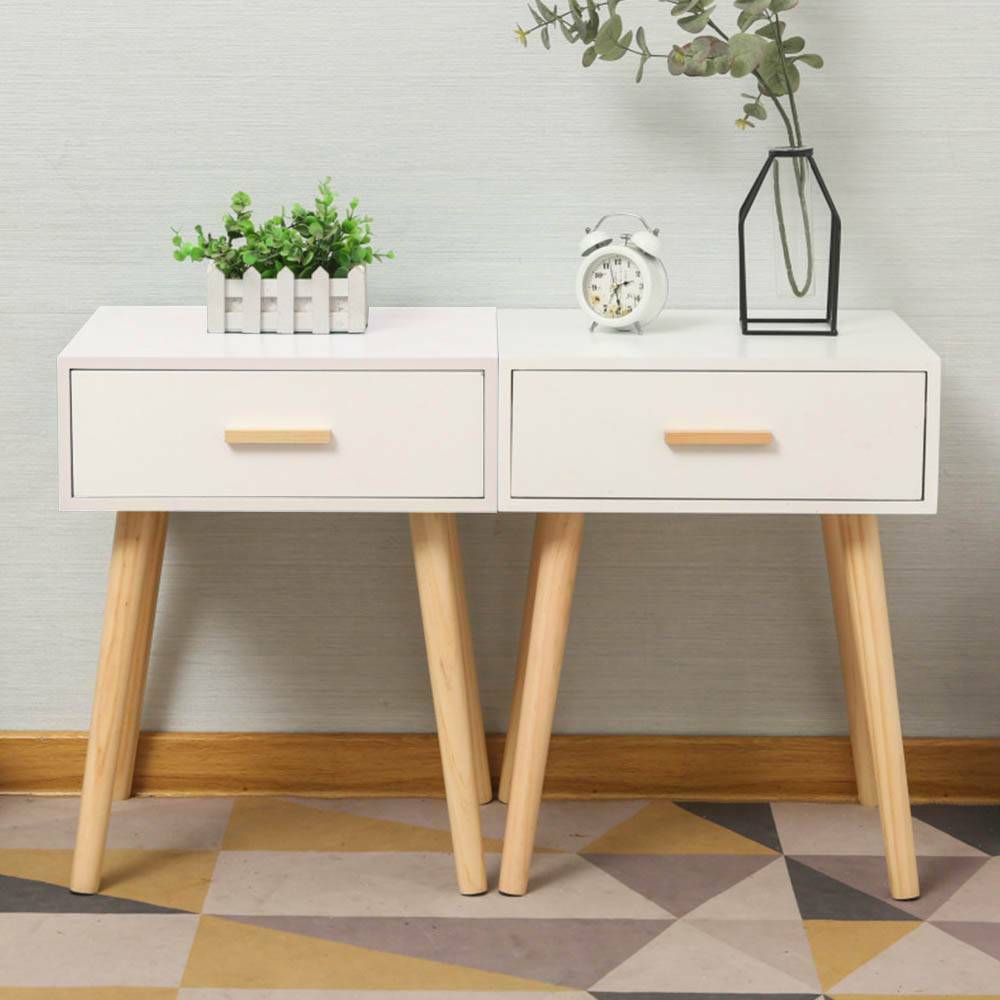 1 Drawer Wooden Bedside Table Cabinet Bedroom Furniture Storage Nightstand UK