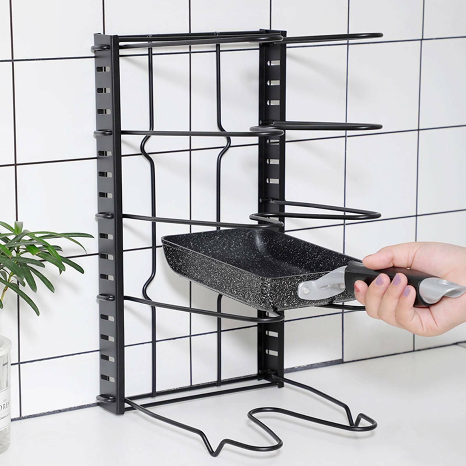 8 Tier Cupboard Kitchen Cabinet Storage Organiser Rack Pan Stand Pot Holder