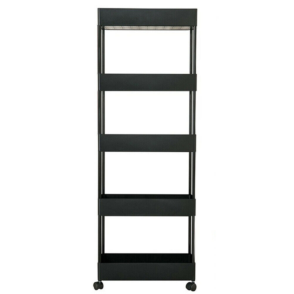 3/4/5 Tier Slim Storage Rack Slide Out Kitchen Bathroom Organizer Trolley Shelf