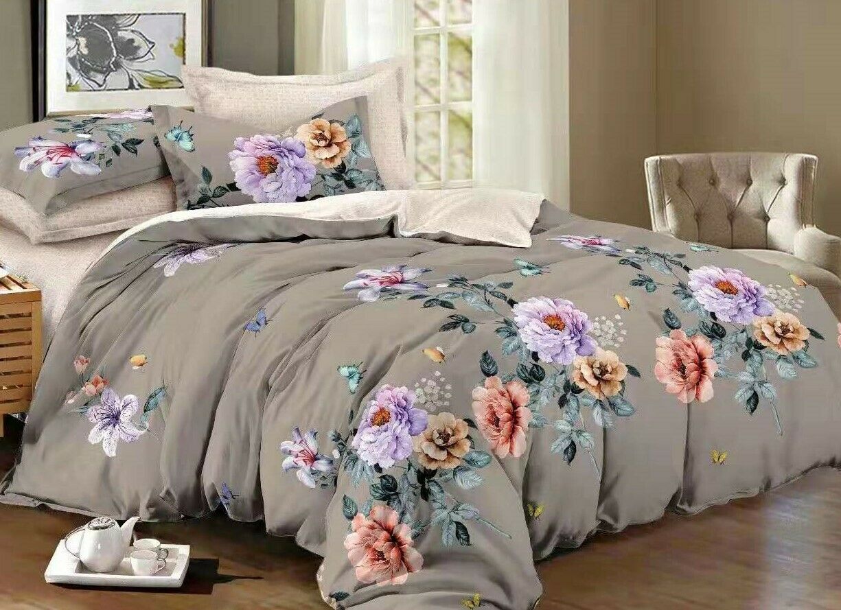 Luxury Floral Duvet Cover Pillowcase Quilt Bedding Sets Single Double King Size