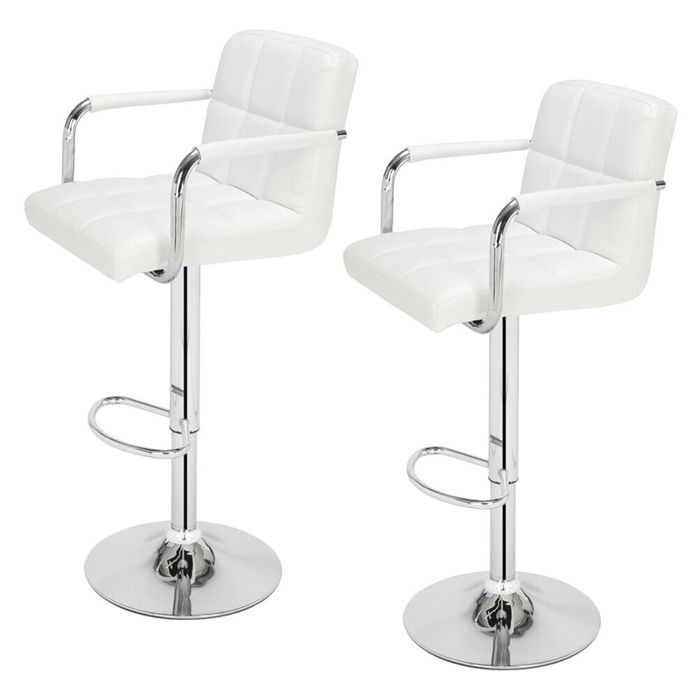 2pcs Bar Stools Leather Chairs Kitchen Breakfast Chairs Swivel Gas Lift 60-80cm