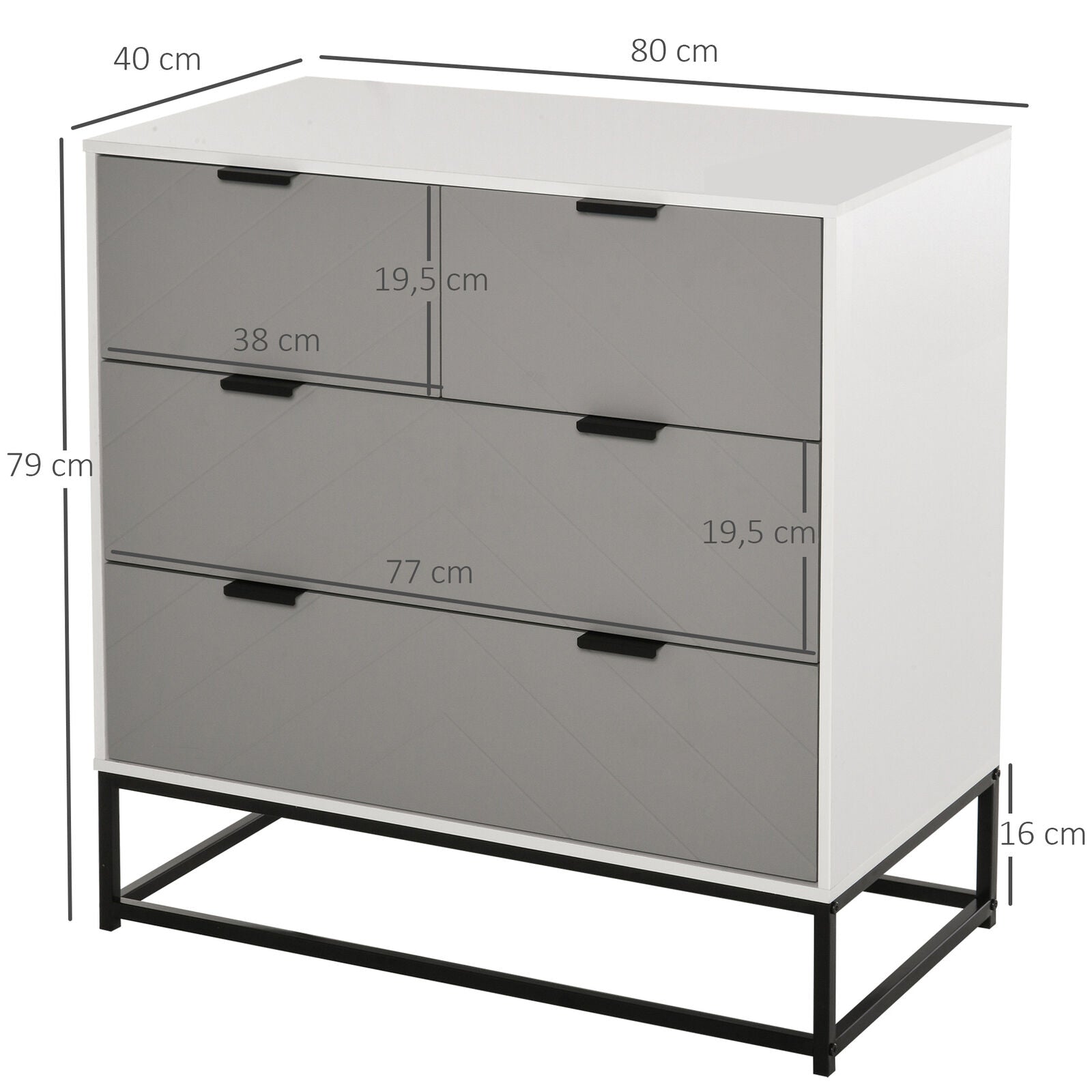 Modern Wooden Chest of 4 Drawers Sideboard Dresser for Bedroom Living Room