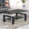 Rectangle Glass Coffee Table Modern Living Room Furniture Top Lower Shelf Chrome