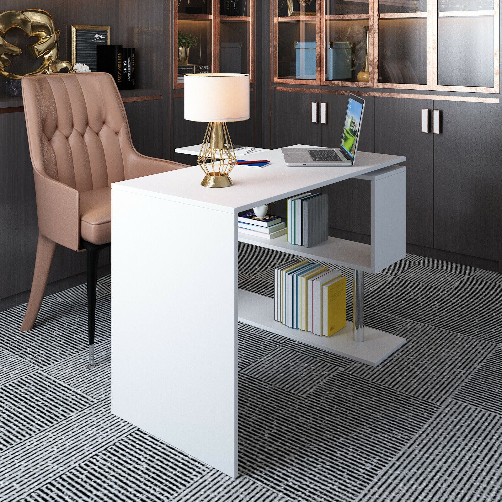 Corner L-Shape Computer Desk PC Laptop Table with Shelf Home Office Workstation