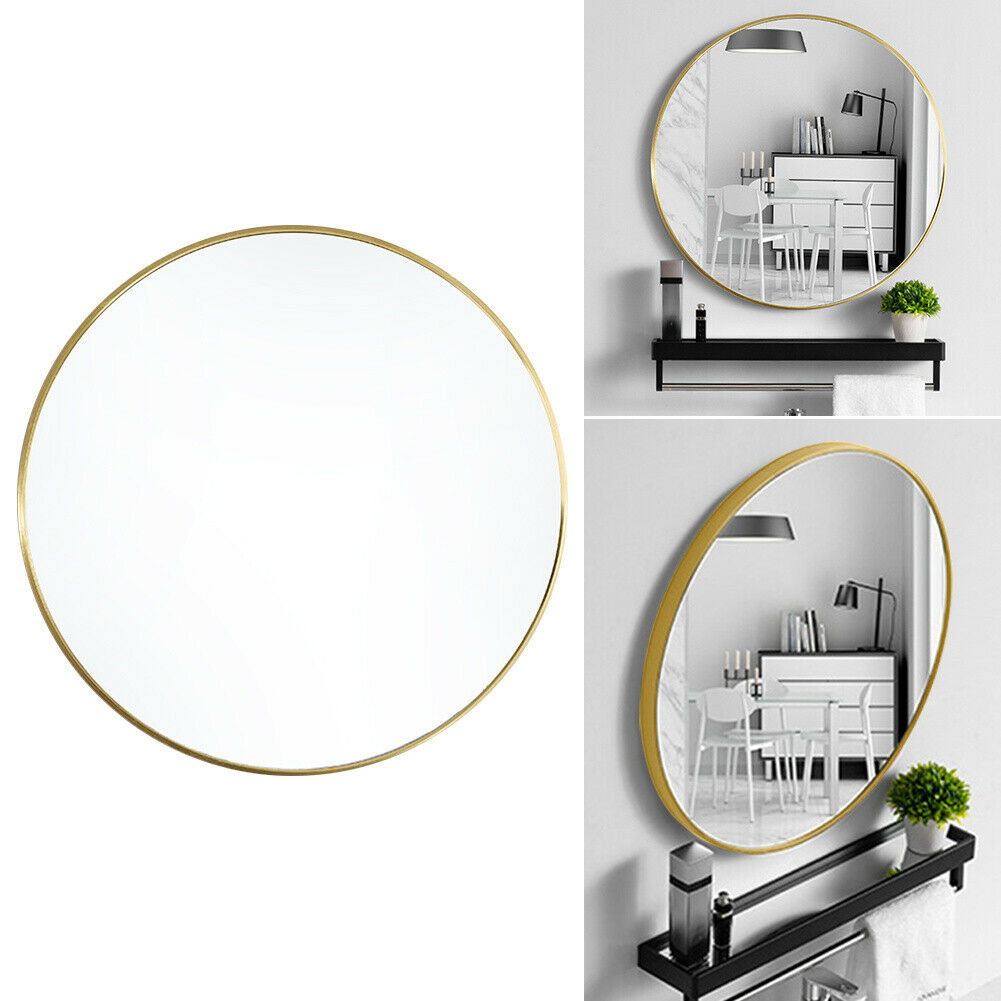 Rustic Wall Mounted Brushed Metal Round Bathroom Mirror Bedroom Makeup Mirror