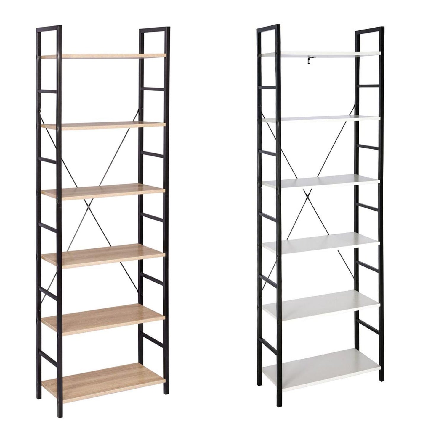 6Tier Ladder wood Shelf Storage Shelving Unit Bookcase Corner Rack Display Stand