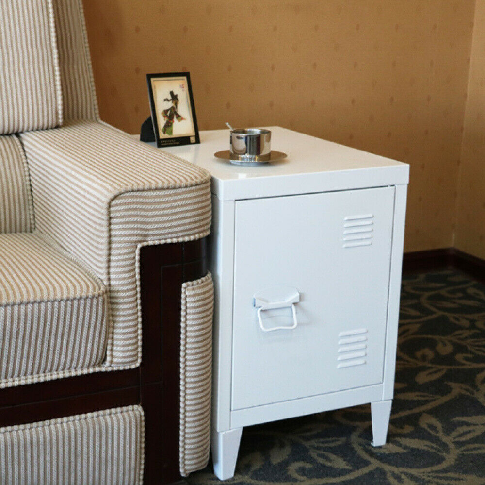 Metal Locker Table Storage Bedside Table Cabinet Bedroom Lamp End Side Table NEW