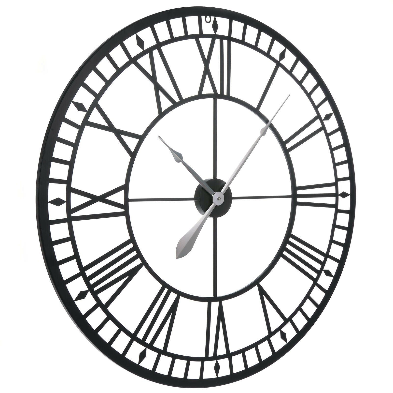 Large Metal Home Wall Clock Big Roman Numberals Giant Open Face 80cm Round