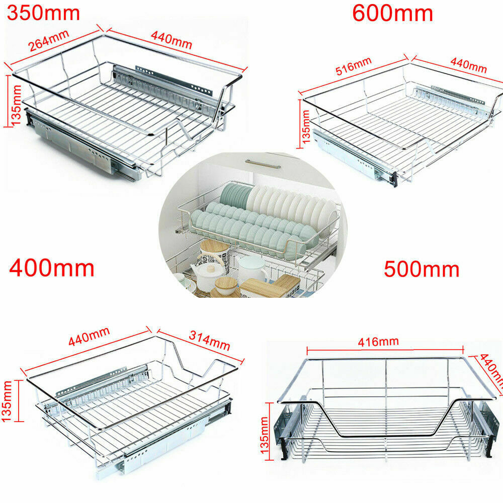 Pull Out Kitchen Baskets Slide Out Storage Basket Cupboard Drawer 350 - 600mm