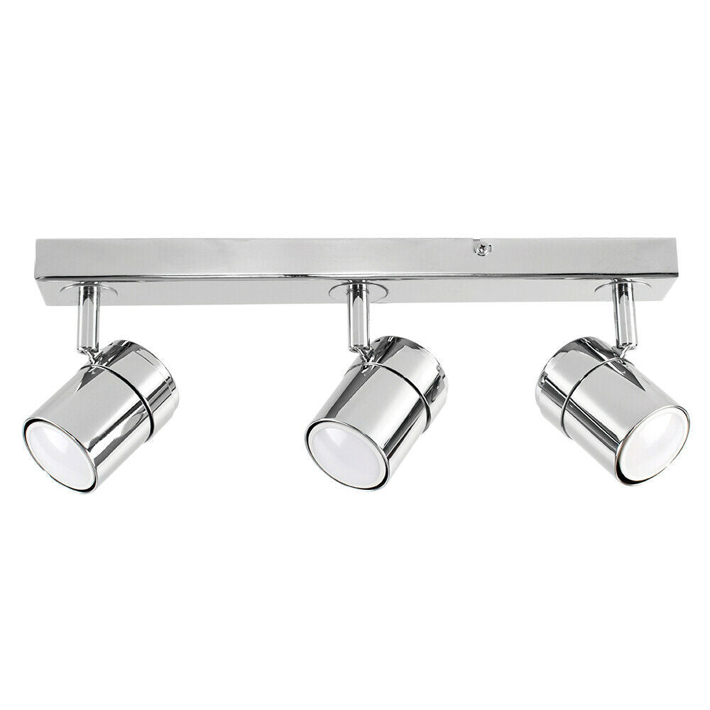 3 Way Adjustable Straight Bar Ceiling Spotlights Modern Lighting LED GU10 Bulbs