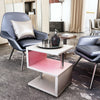 White High Gloss Coffee Table RGB LED Lights Wooden S-Shape Side Table Furniture