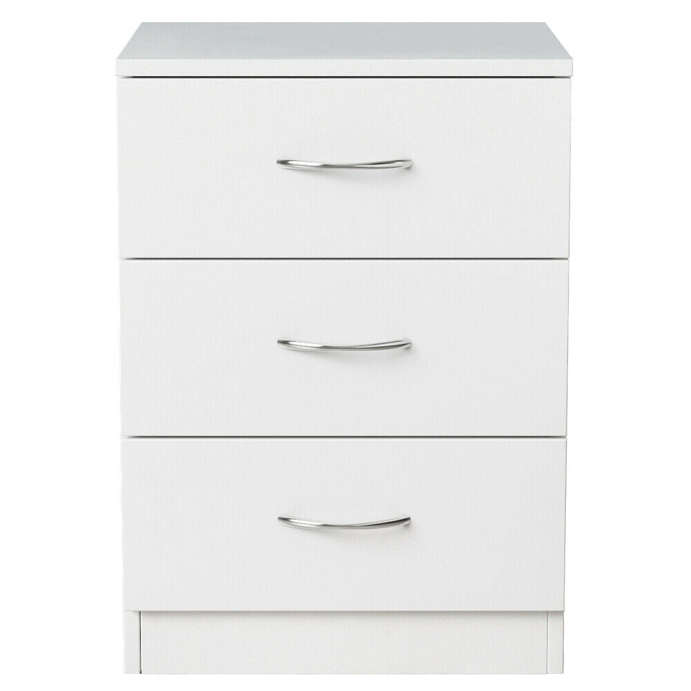 Modern White Bedside Table Cabinet Chest of Drawers 3 Drawer Bedroom Furniture