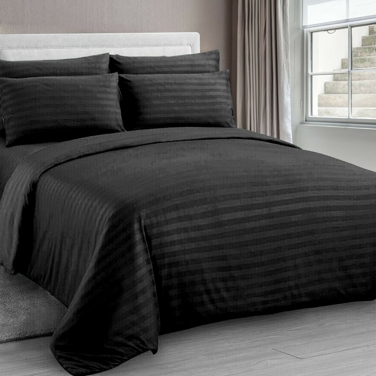 Satin Striped Duvet Quilt Cover Pillowcase/s Bedding Bed Linen Set Double