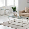 Console Coffee End Table Tinted Tempered Glass Furniture Chrome Crescent Leg
