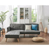 3 Seater Grey Velvet Fabric Corner Sofa Bed Recliner with Footstool Option