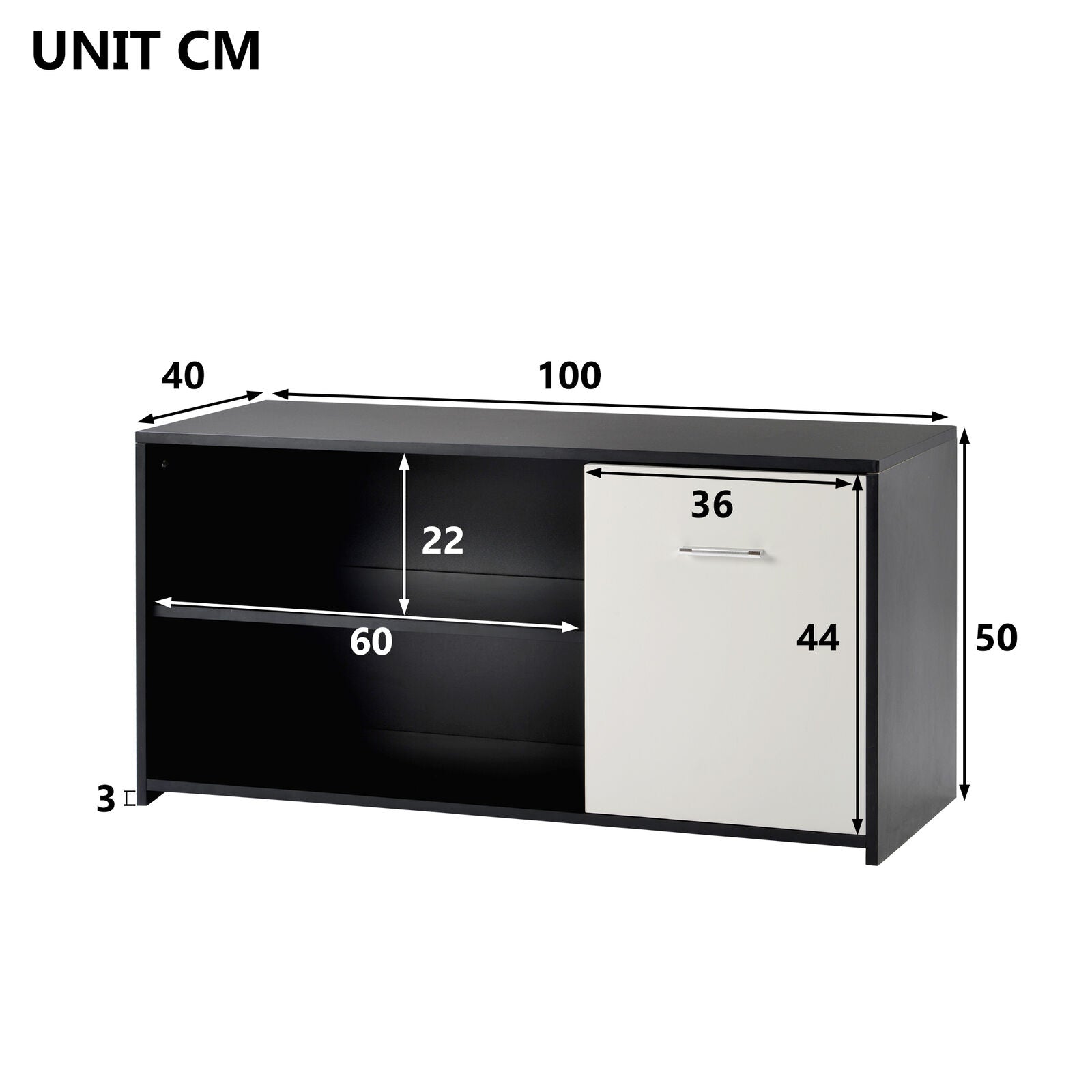 TV Cabinet Unit Sideboard 2 Shelves Entertainment Stand Living Room Furniture