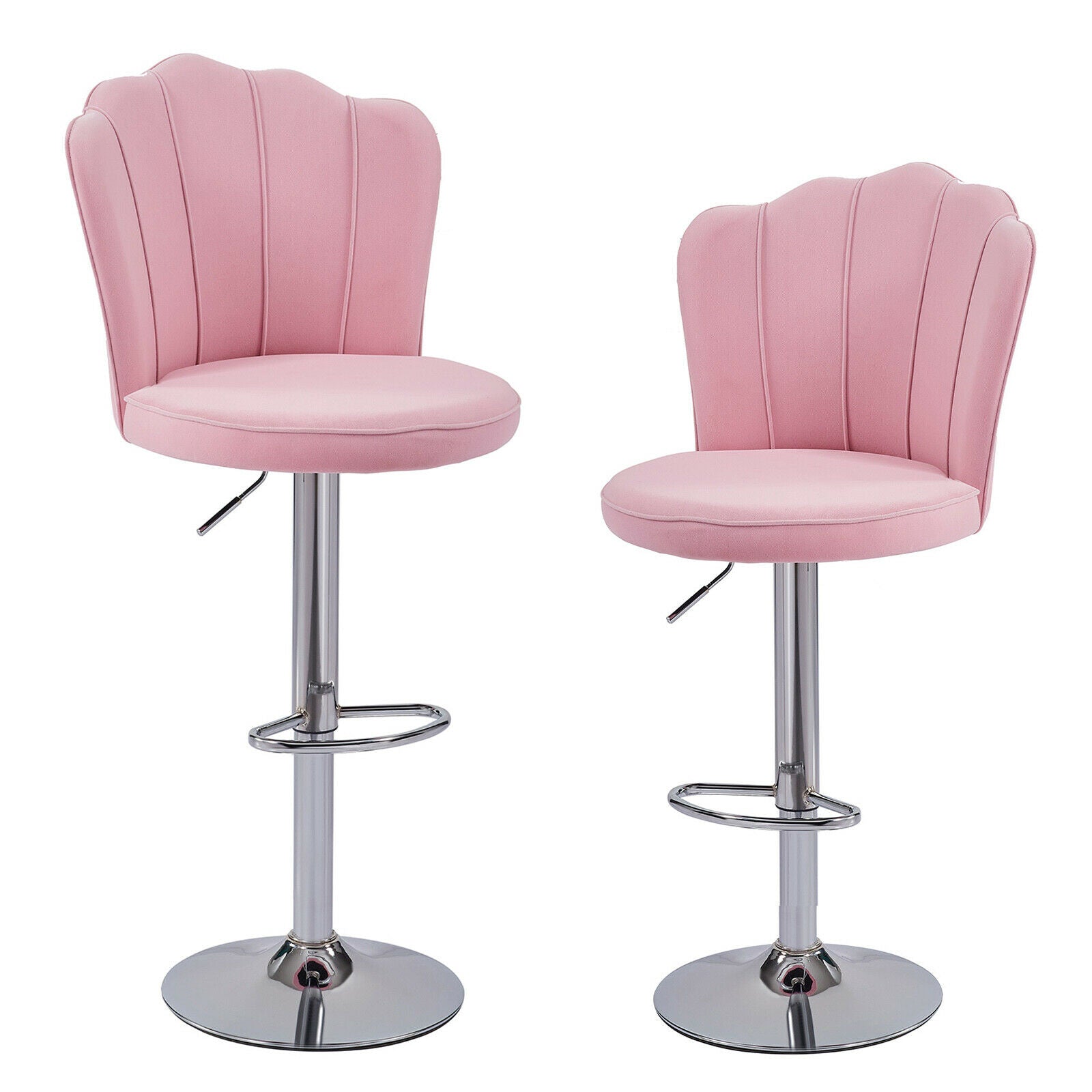 2Pcs Breakfast Bar Stools Bar Chairs Velvet&Chrome Steel Bar Swivel Chair UK