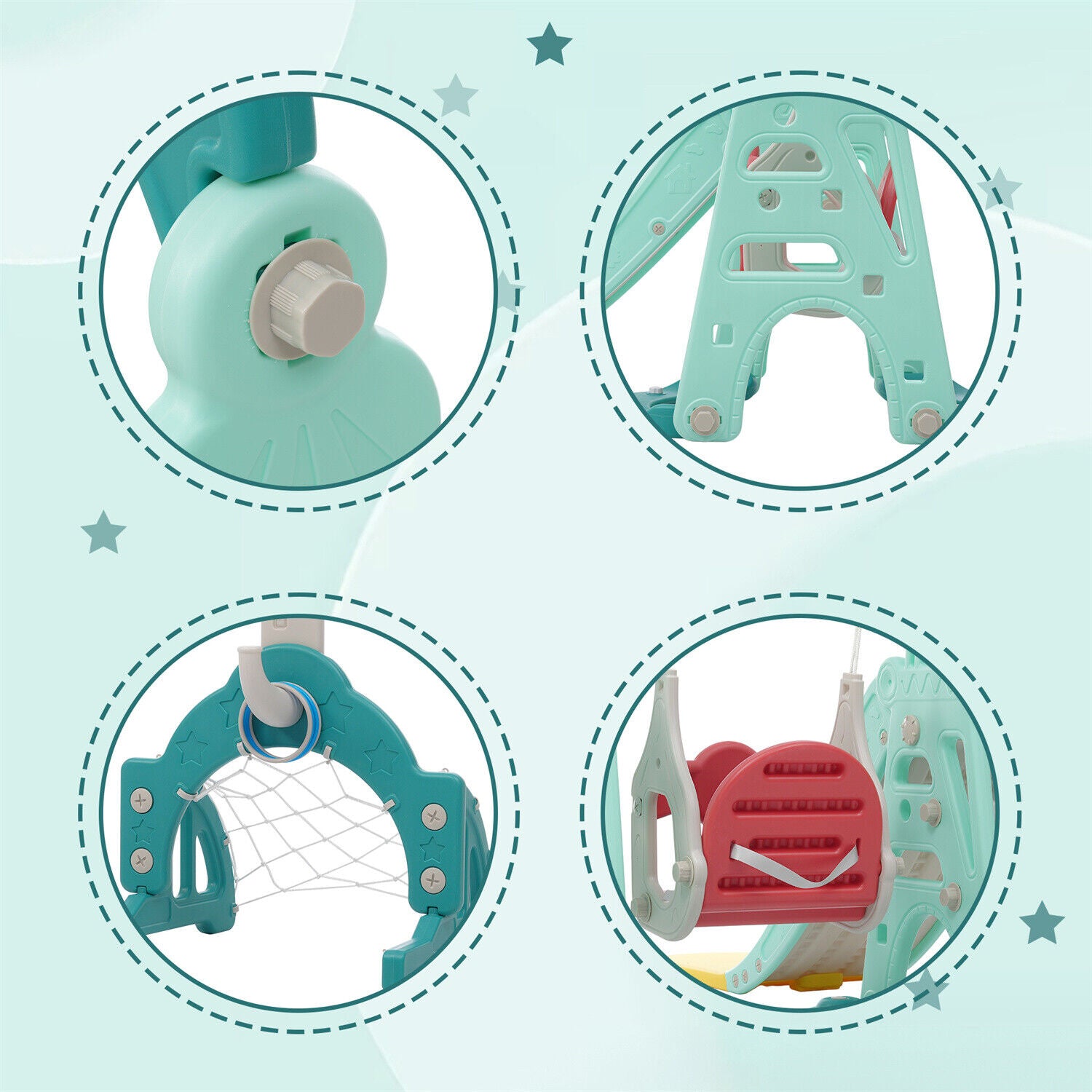 5 in1 Kids Toddler Swing Climber Slide Set Indoor Outdoor Backyard Playgroud HT