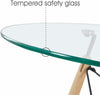 Round Dining Table, Scandinavian Glass Top Kitchen Table with Solid Beech Legs