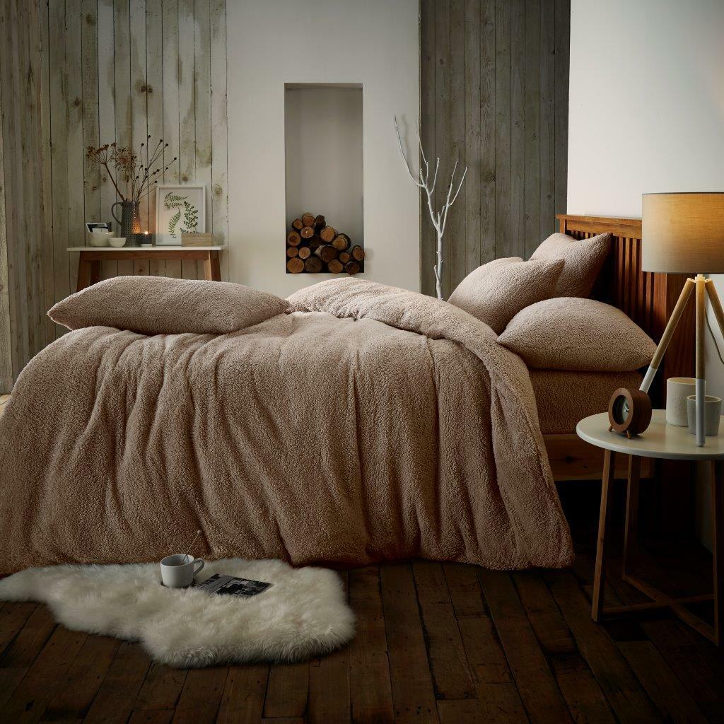 Soft Fleece Duvet Cover Set Fitted Sheet Teddy Warm Cozy Single Double King Size