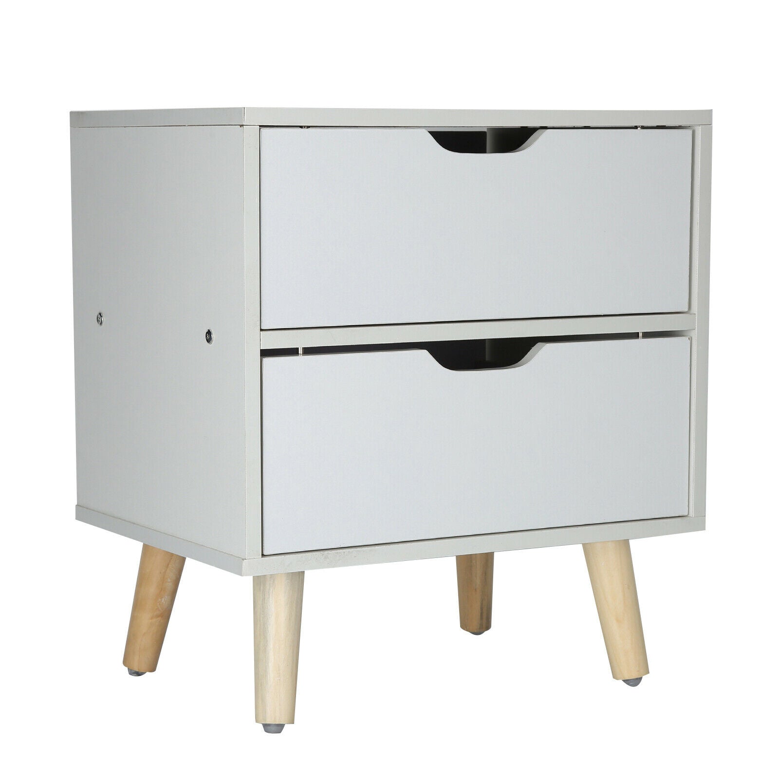 Wooden Bedside Table Cabinet Bedroom Storage Furniture Nightstand with 2 Drawer