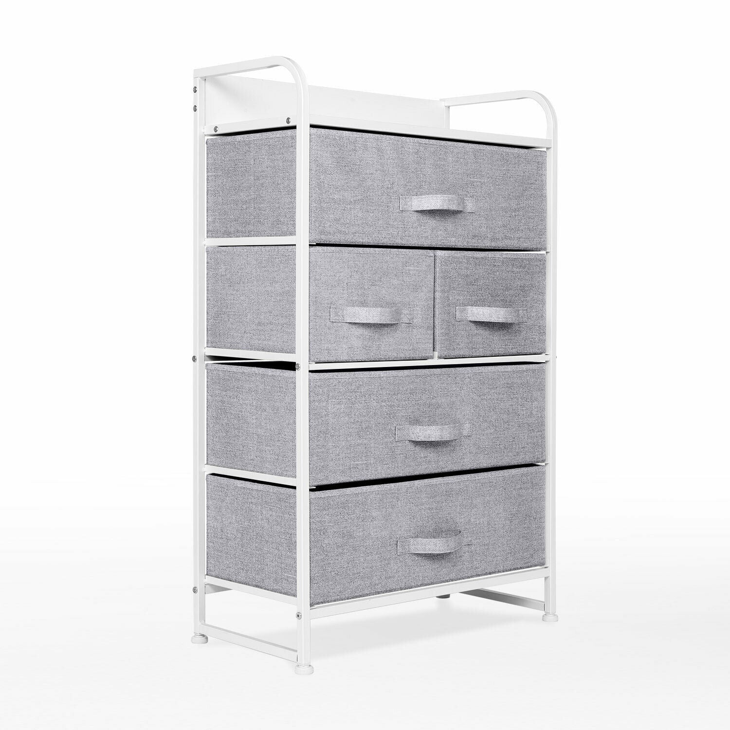 5-Drawers 4-Tier Fabric Chest of Drawer Bedroom Furniture Hallway Storage Grey