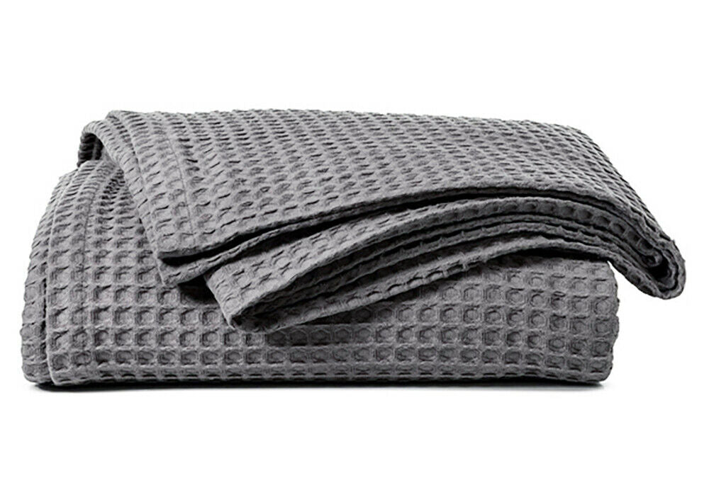 100% COTTON HONEYCOMB WAFFLE EFFECT WASHABLE SOFA BED CHAIR BLANKET THROW